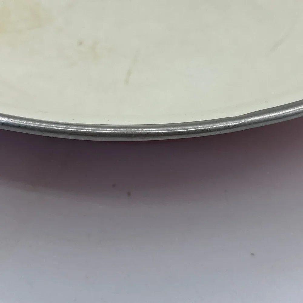 Vintage McM Red Enamel Paella Pan Round Shallow Saute‎ Dish  Duel Handles 9 Inch